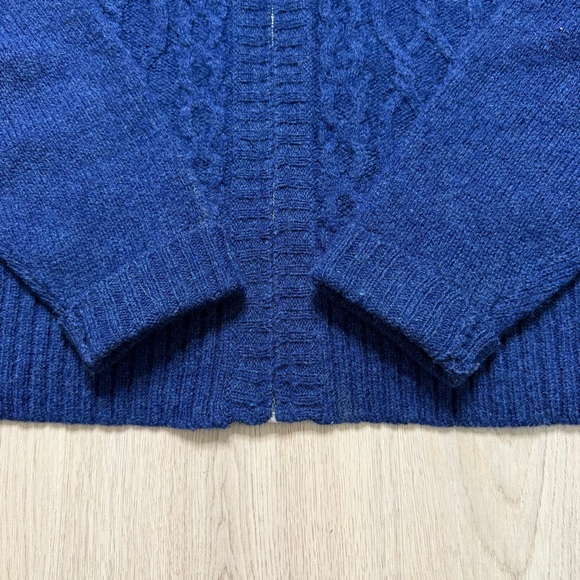 Vintage GAP Full Zip Cable Knit Cardigan Wool Sweater Womens Medium Navy Blue - Picture 4 of 8